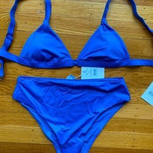 Andie blue eco bikini- NWT high waisted bottom s/m